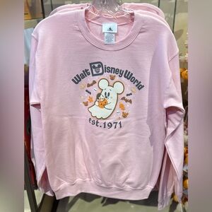Disney Parks 2025 Halloween Mickey Minnie Mouse Ghost Pink Pullover Sweatshirt